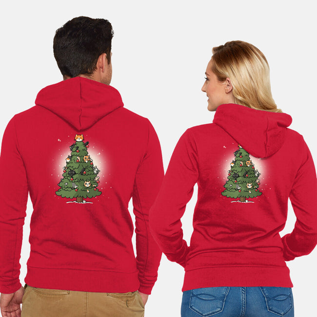 Christmas Cats Tree-Unisex-Zip-Up-Sweatshirt-Freecheese