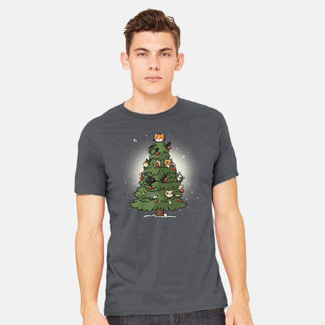 Christmas Cats Tree-Mens-Heavyweight-Tee-Freecheese