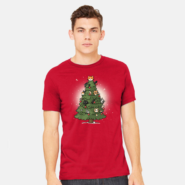 Christmas Cats Tree-Mens-Heavyweight-Tee-Freecheese