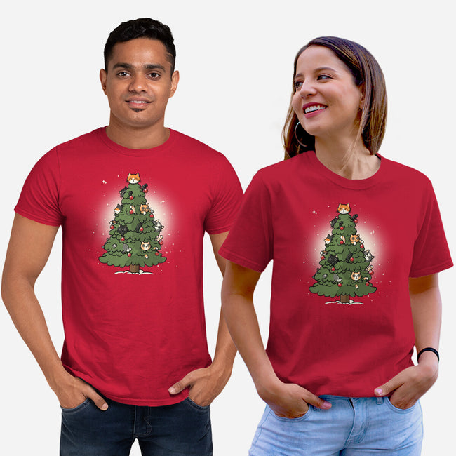 Christmas Cats Tree-Unisex-Basic-Tee-Freecheese