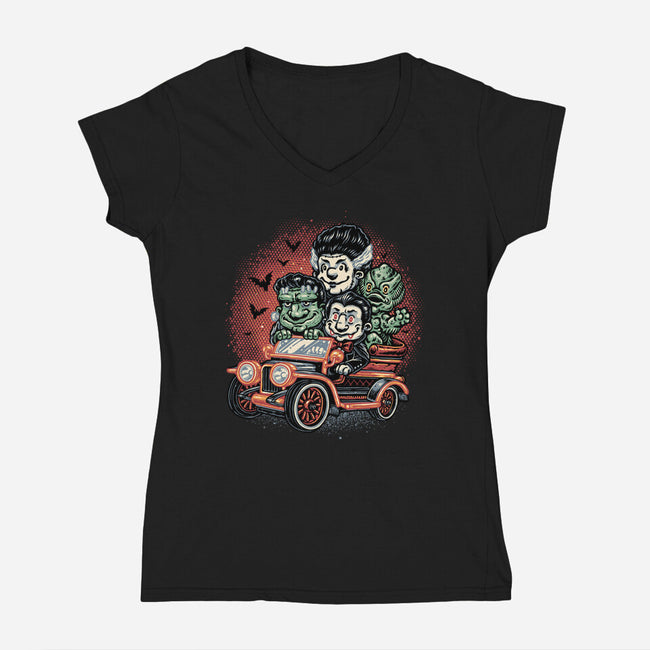 Horrific Roadtrip-Womens-V-Neck-Tee-glitchygorilla