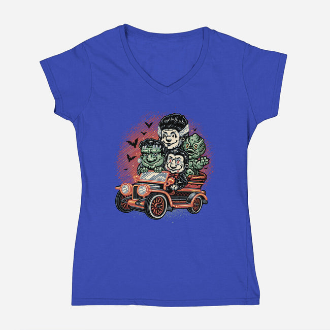 Horrific Roadtrip-Womens-V-Neck-Tee-glitchygorilla