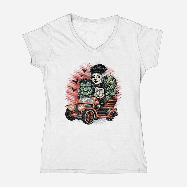 Horrific Roadtrip-Womens-V-Neck-Tee-glitchygorilla