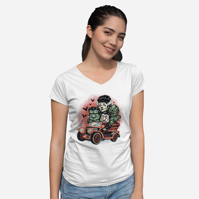Horrific Roadtrip-Womens-V-Neck-Tee-glitchygorilla