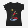 Stealin In The Snow-Womens-V-Neck-Tee-Getsousa!