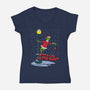 Stealin In The Snow-Womens-V-Neck-Tee-Getsousa!