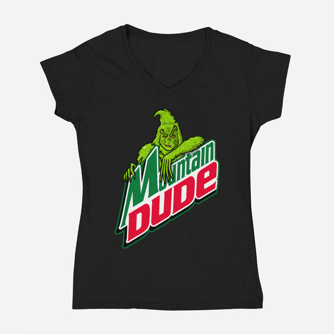 Mountain Dude-Womens-V-Neck-Tee-Raffiti