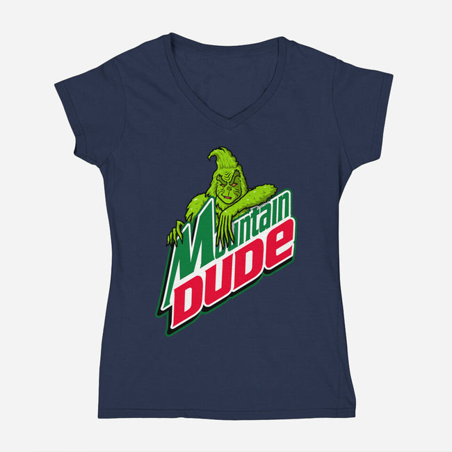 Mountain Dude-Womens-V-Neck-Tee-Raffiti