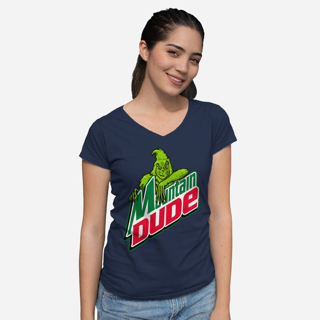 Mountain Dude-Womens-V-Neck-Tee-Raffiti