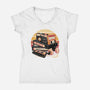 Never Forget The Classics-Womens-V-Neck-Tee-glitchygorilla