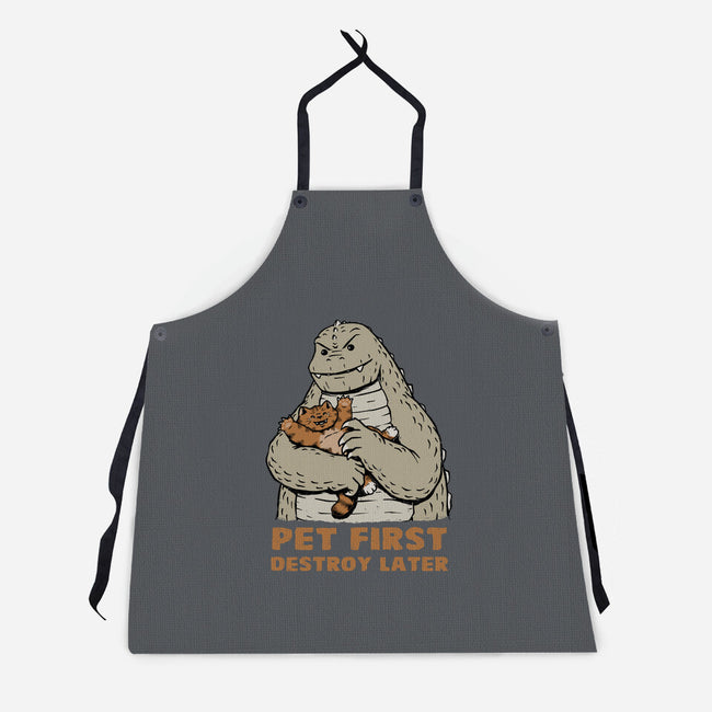 Pet First Destroy Later-Unisex-Kitchen-Apron-pigboom