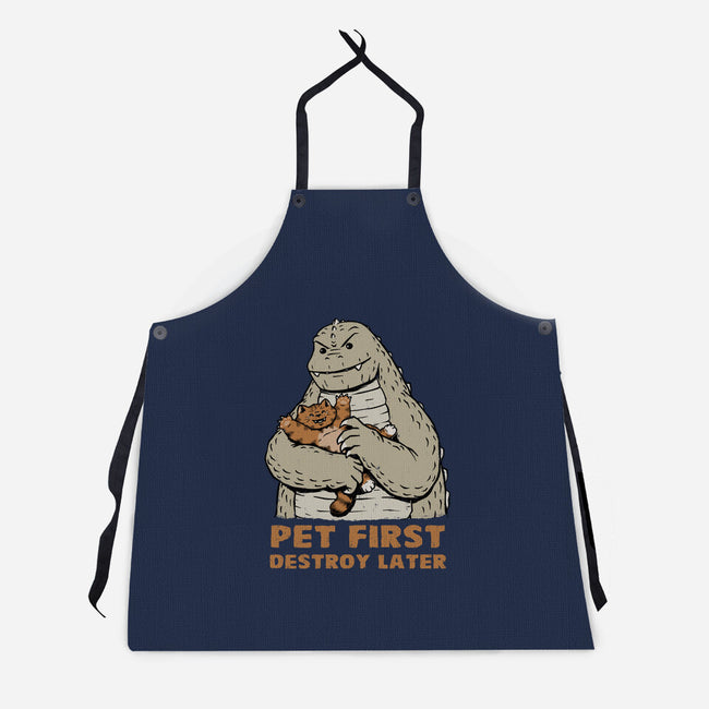 Pet First Destroy Later-Unisex-Kitchen-Apron-pigboom