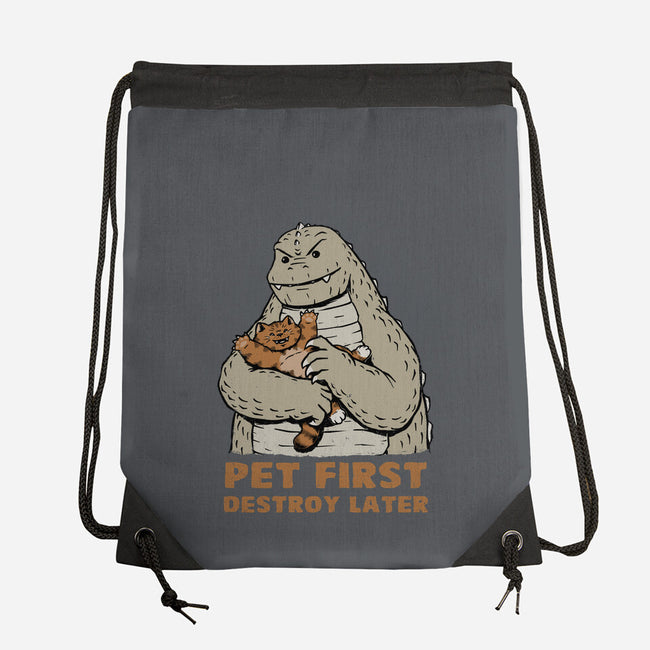 Pet First Destroy Later-None-Drawstring-Bag-pigboom