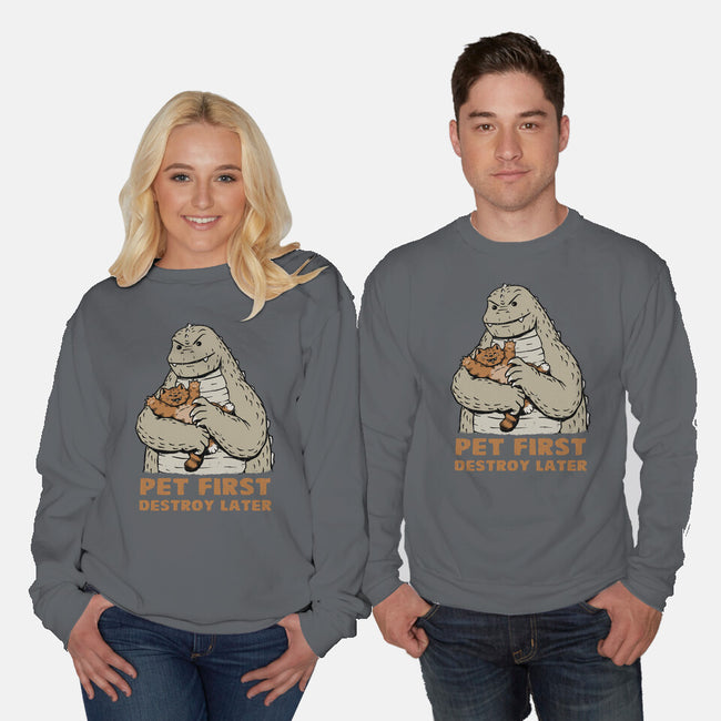Pet First Destroy Later-Unisex-Crew Neck-Sweatshirt-pigboom