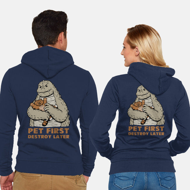 Pet First Destroy Later-Unisex-Zip-Up-Sweatshirt-pigboom