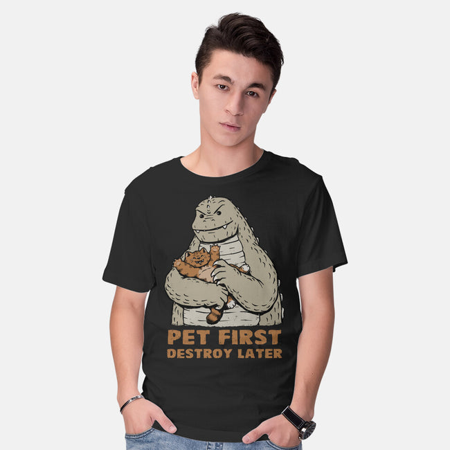 Pet First Destroy Later-Mens-Basic-Tee-pigboom