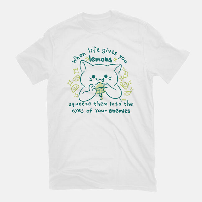 Squeeze Them Into Your Enemy's Eyes-Womens-Fitted-Tee-worlddominationforcats