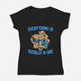 Everything Is Totally Ok-Womens-V-Neck-Tee-glitchygorilla