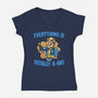 Everything Is Totally Ok-Womens-V-Neck-Tee-glitchygorilla