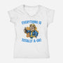 Everything Is Totally Ok-Womens-V-Neck-Tee-glitchygorilla