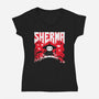 Sherma Slayer-Womens-V-Neck-Tee-rocketman_art
