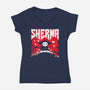 Sherma Slayer-Womens-V-Neck-Tee-rocketman_art