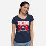 Sherma Slayer-Womens-V-Neck-Tee-rocketman_art