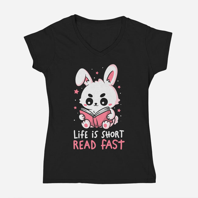 Life Is Short Read Fast-Womens-V-Neck-Tee-koalastudio