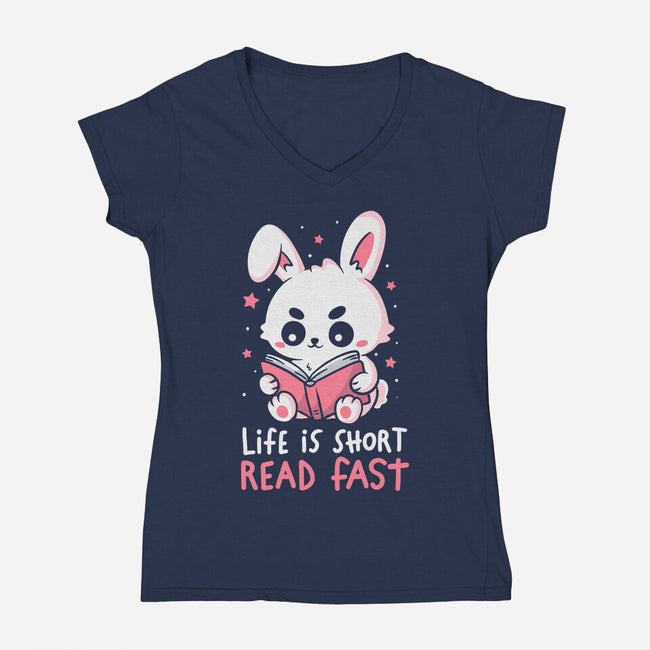 Life Is Short Read Fast-Womens-V-Neck-Tee-koalastudio