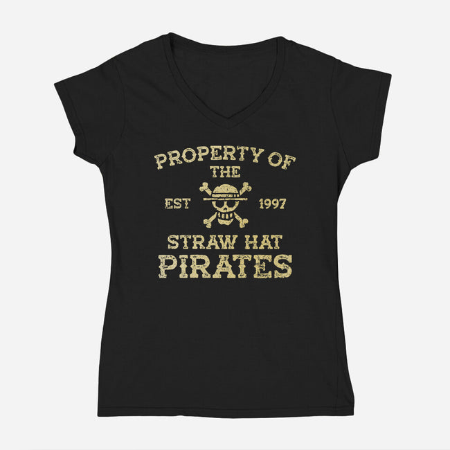 Straw Hat Pirates-Womens-V-Neck-Tee-kg07