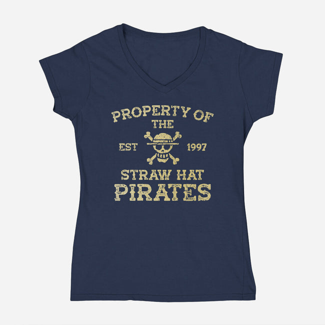 Straw Hat Pirates-Womens-V-Neck-Tee-kg07