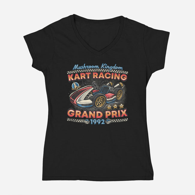 Kart Racing Grand Prix-Womens-V-Neck-Tee-glitchygorilla