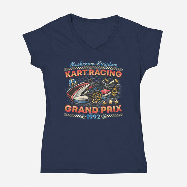 Kart Racing Grand Prix-Womens-V-Neck-Tee-glitchygorilla