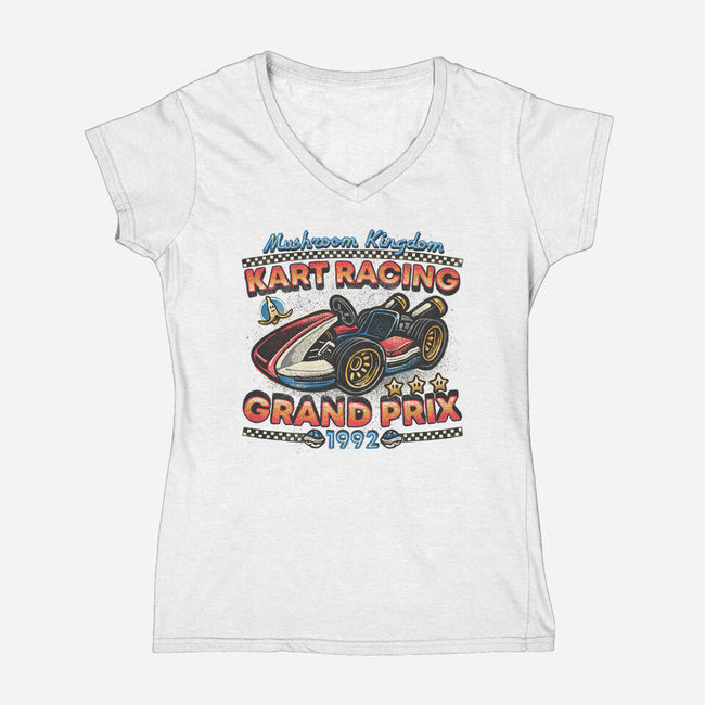 Kart Racing Grand Prix-Womens-V-Neck-Tee-glitchygorilla