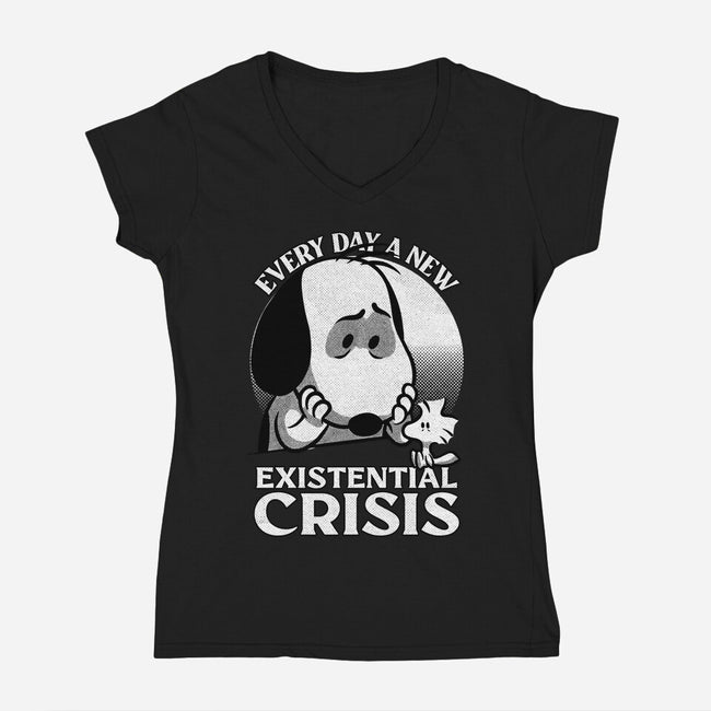 Existential Crisis Dog-Womens-V-Neck-Tee-Studio Mootant