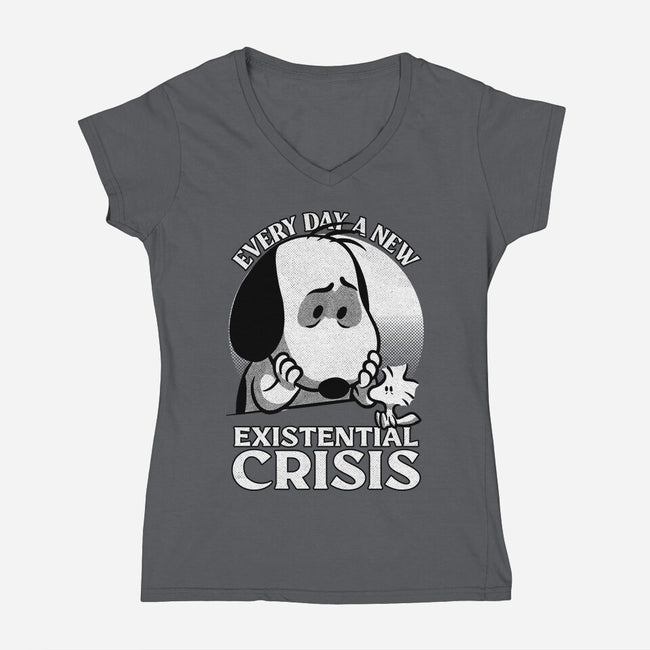 Existential Crisis Dog-Womens-V-Neck-Tee-Studio Mootant