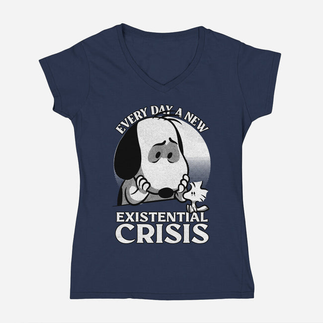 Existential Crisis Dog-Womens-V-Neck-Tee-Studio Mootant