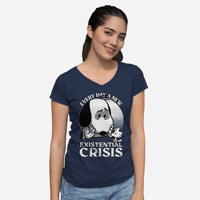 Existential Crisis Dog-Womens-V-Neck-Tee-Studio Mootant