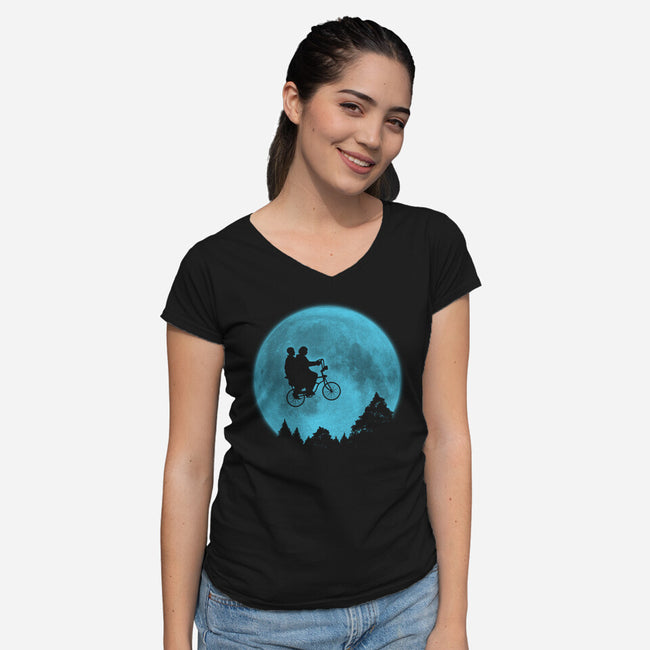 Strange Terrestrial-Womens-V-Neck-Tee-pigboom