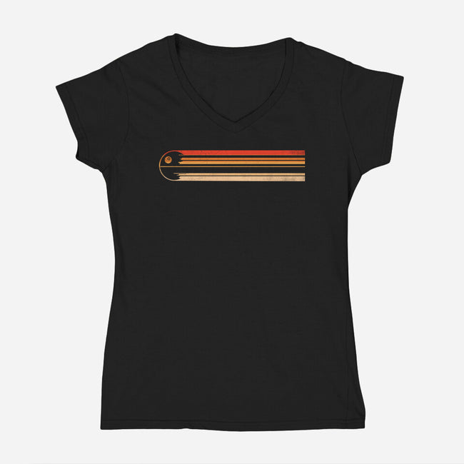 Retro Stripes Of The Death Star-Womens-V-Neck-Tee-rocketman_art