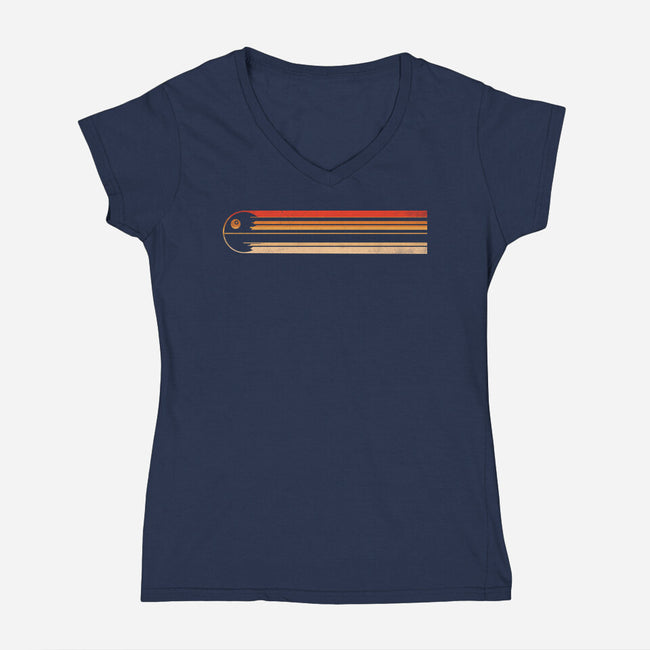 Retro Stripes Of The Death Star-Womens-V-Neck-Tee-rocketman_art