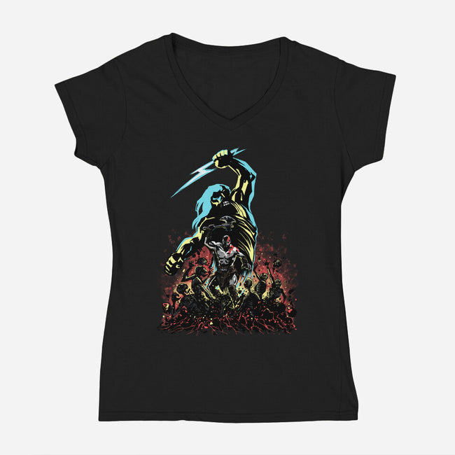 Wrath Of A God-Womens-V-Neck-Tee-zascanauta