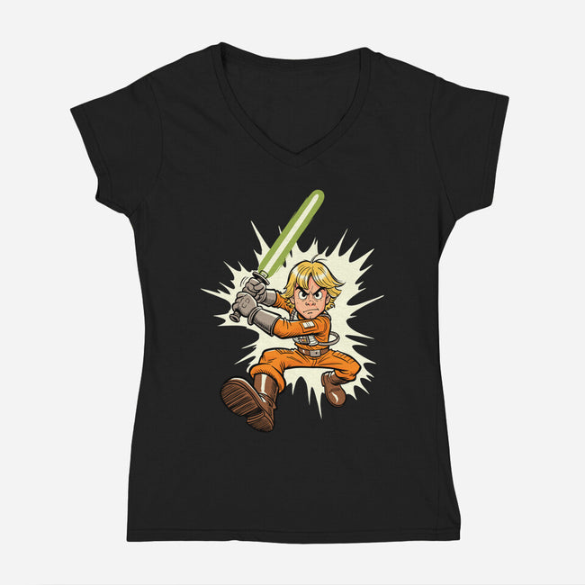 Space Ace-Womens-V-Neck-Tee-P1yu5h