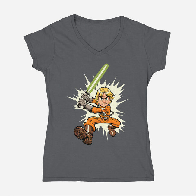 Space Ace-Womens-V-Neck-Tee-P1yu5h