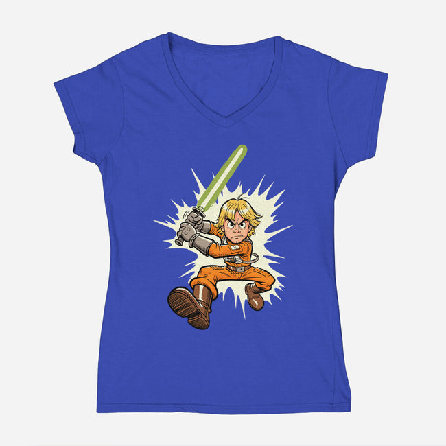 Space Ace-Womens-V-Neck-Tee-P1yu5h