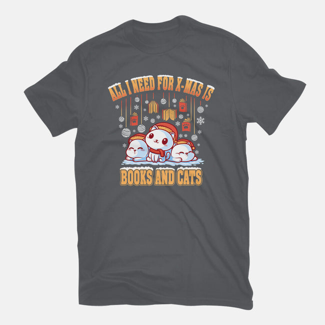 All I Need For Christmas Is Books And Cats-Womens-Fitted-Tee-erion_designs