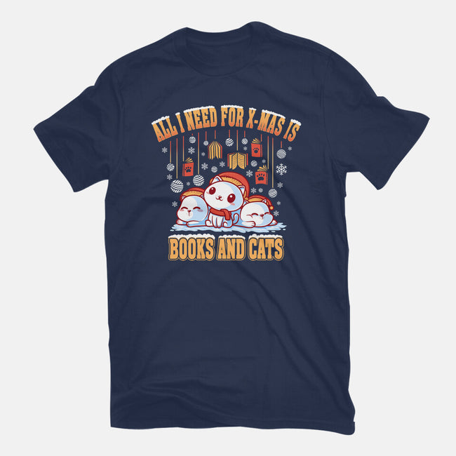 All I Need For Christmas Is Books And Cats-Womens-Fitted-Tee-erion_designs