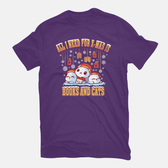 All I Need For Christmas Is Books And Cats-Womens-Fitted-Tee-erion_designs