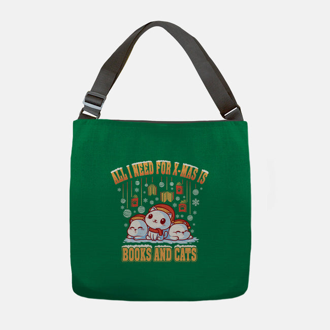 All I Need For Christmas Is Books And Cats-None-Adjustable Tote-Bag-erion_designs