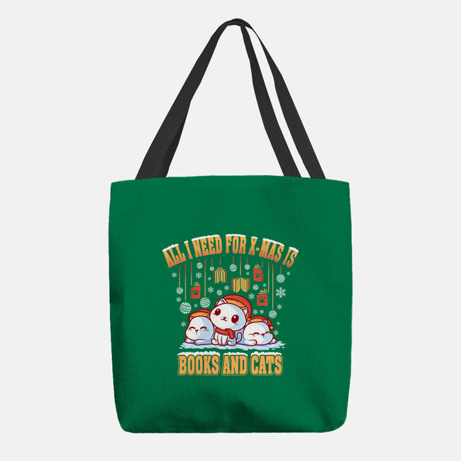 All I Need For Christmas Is Books And Cats-None-Basic Tote-Bag-erion_designs